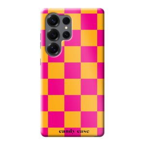 Candy Retro Check Orange Pink Tough Samsung Telefoonhoesje