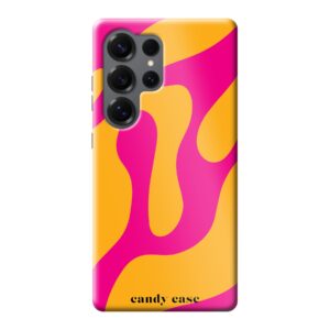 Candy Retro Check Orange Pink Swirl Samsung Telefoonhoesje
