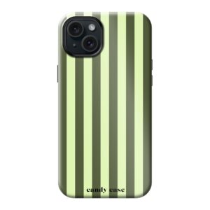 Candy Matcha Stripes Tough Case iPhone 15 Plus telefoonhoesje | Stock Sale