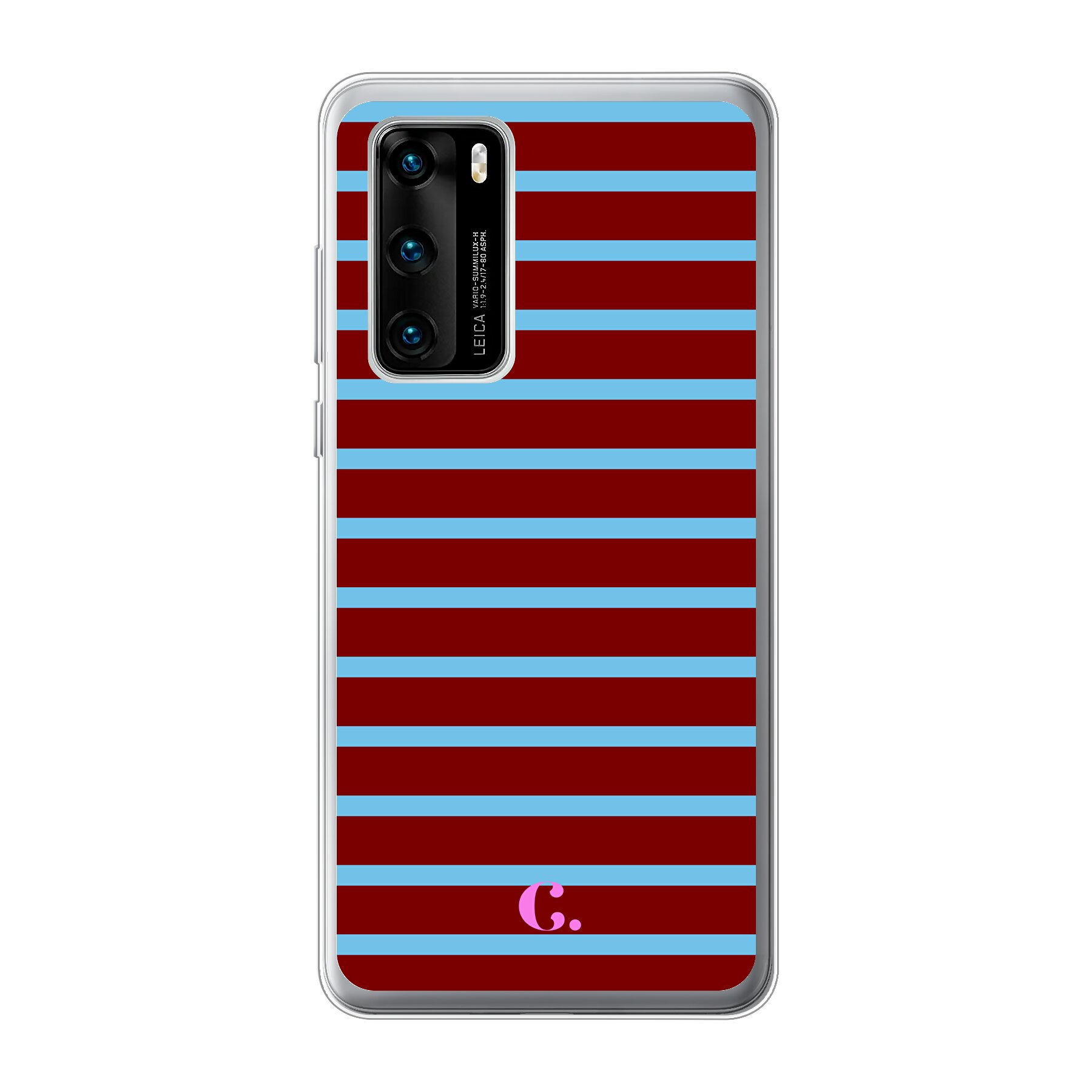 Candy Stripe Burgundy Blue Soft Case Huawei telefoonhoesje