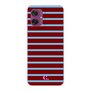 Candy Stripe Burgundy Blue Soft Case Motorola telefoonhoesje