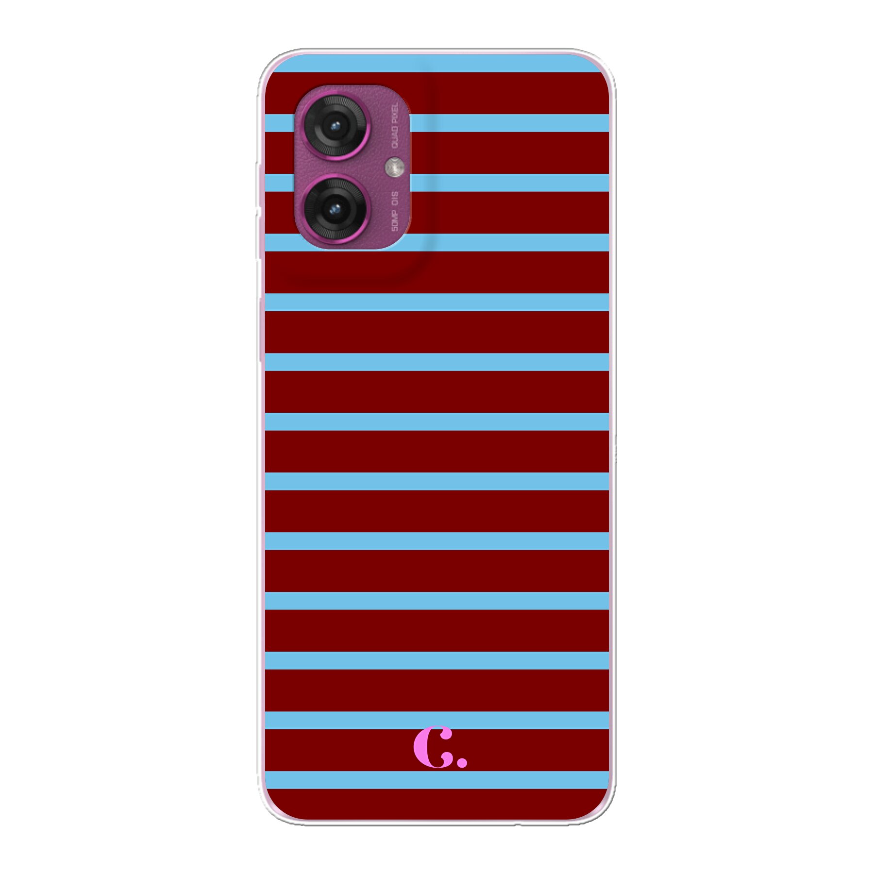 Candy Stripe Burgundy Blue Soft Case Motorola telefoonhoesje