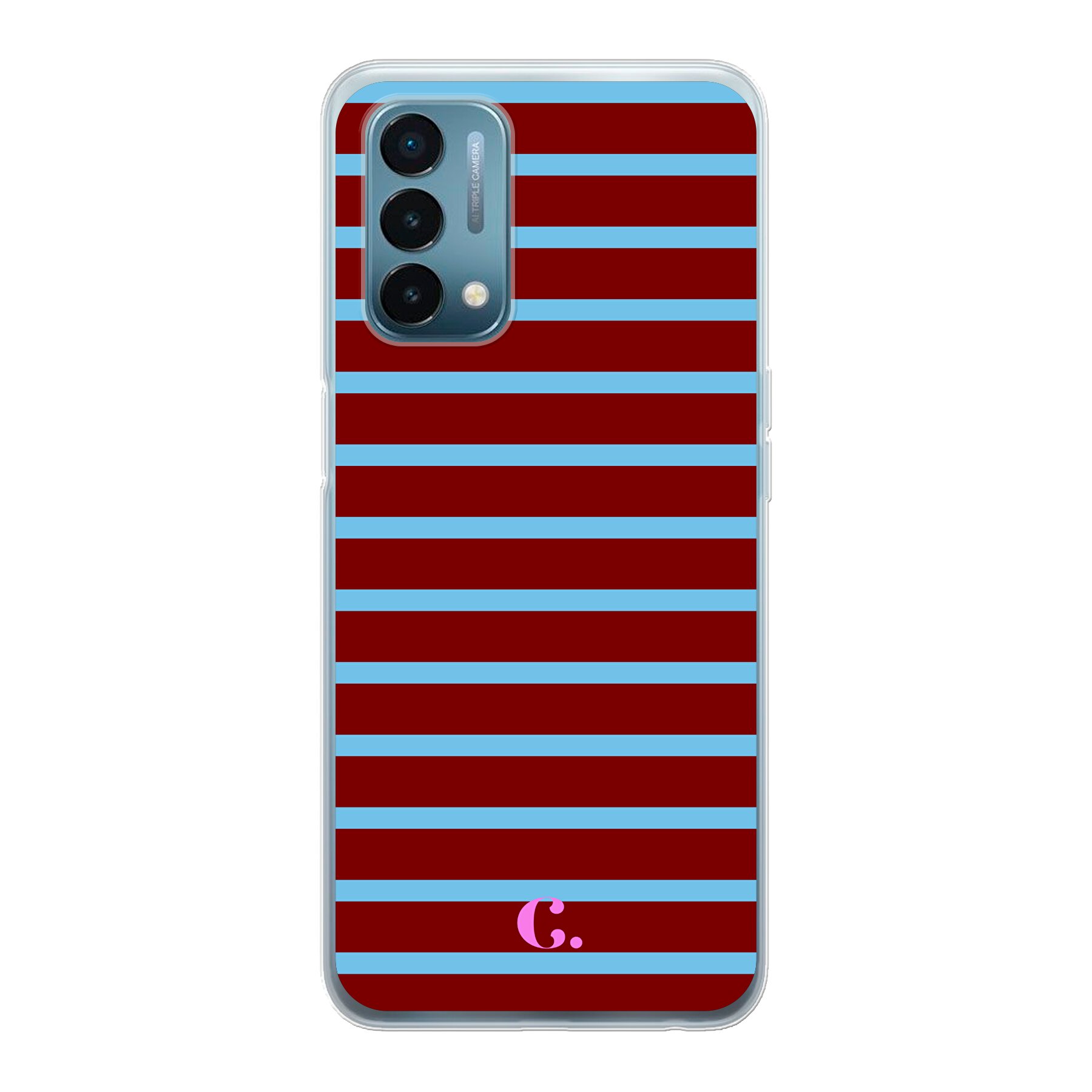 Candy Stripe Burgundy Blue Soft Case OnePlus telefoonhoesje