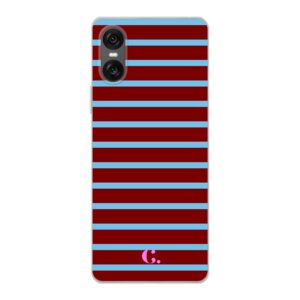 Candy Stripe Burgundy Blue Soft Case Sony telefoonhoesje