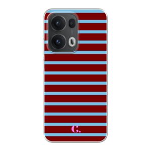 Candy Stripe Burgundy Blue Soft Case Oppo telefoonhoesje