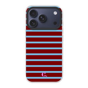 Candy Stripe Burgundy Blue Magsafe Case iPhone Hoesje