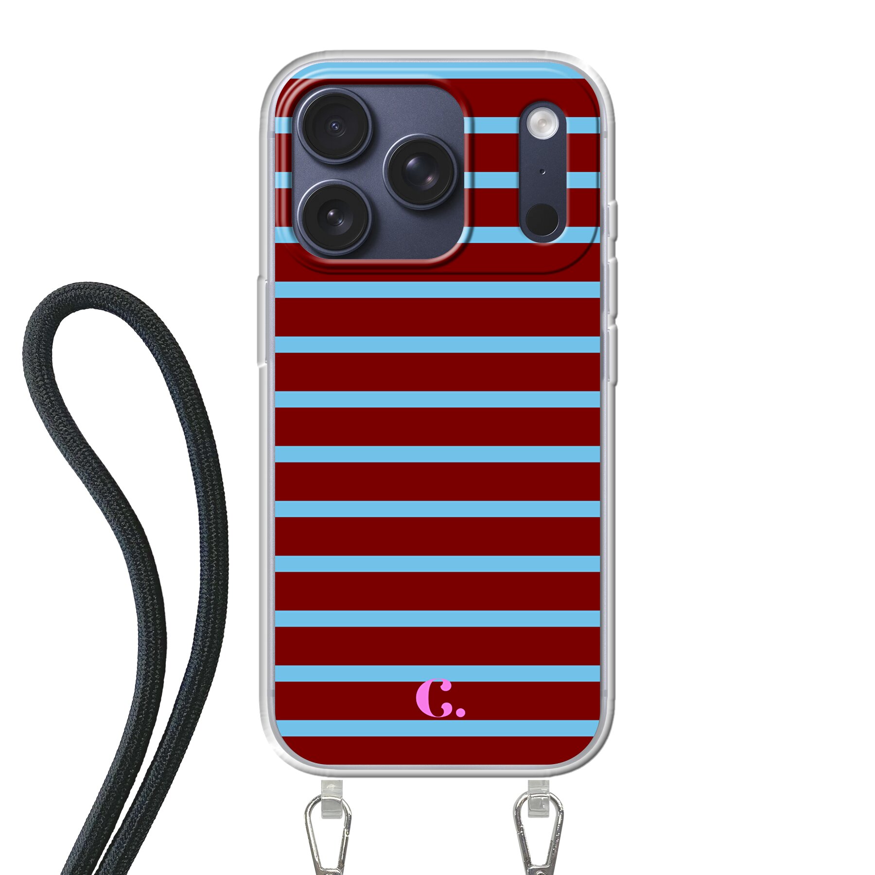 Candy Stripe Burgundy Blue Crossbody Case iPhone Hoesje
