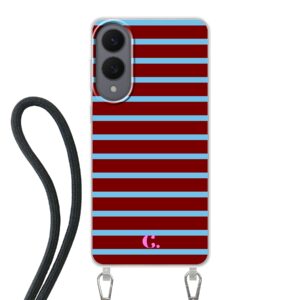 Candy Stripe Burgundy Blue Crossbody Case Samsung Hoesje