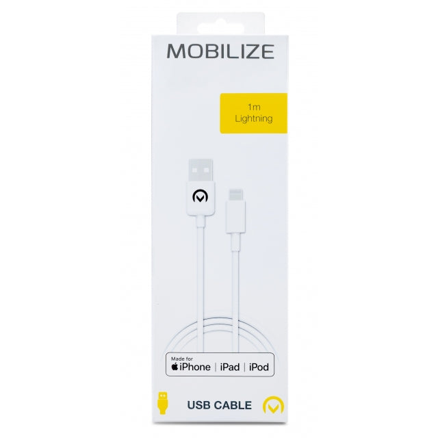 Mobilize Fast Charge/Sync kabel Apple Lightning 1m. White - Afbeelding 2