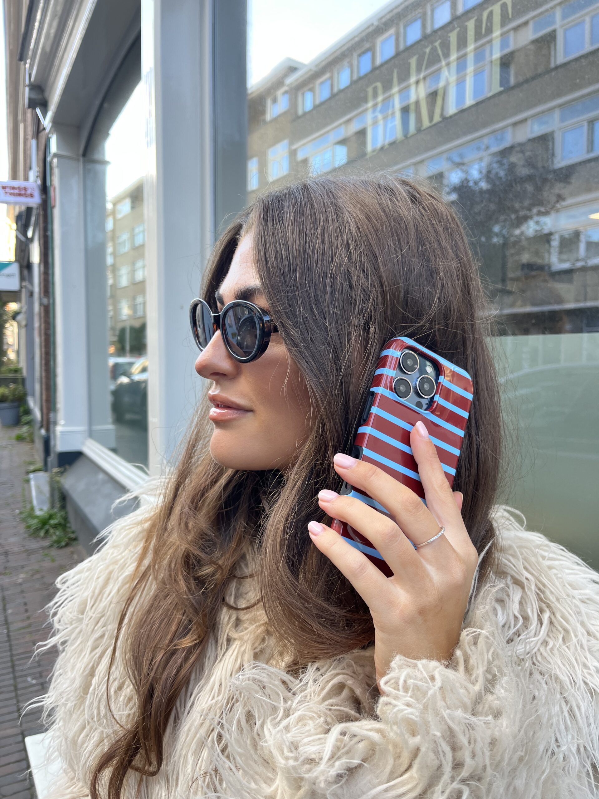 Candy Stripe Burgundy Blue Soft Case OnePlus telefoonhoesje - Afbeelding 2