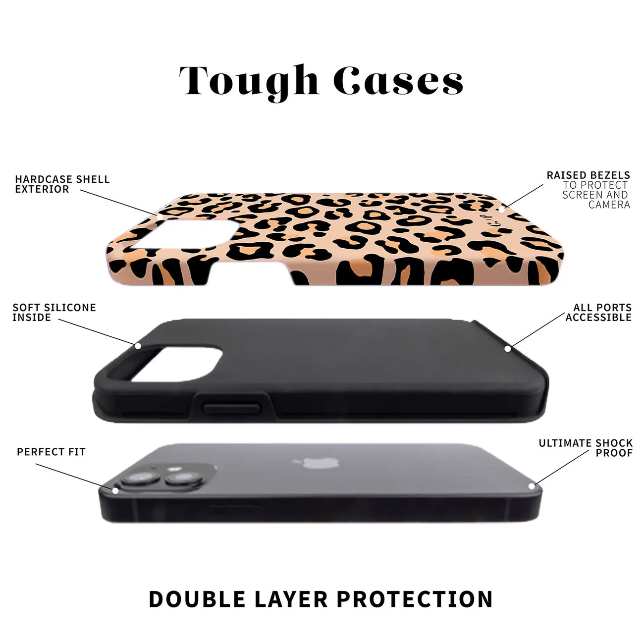 Candy x Perf Leopard beige Tough iPhone telefoonhoesje - Afbeelding 3