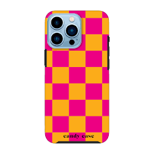 Candy Retro Check Orange Pink Tough iPhone 11 Telefoonhoesje | Stock Sale